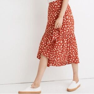 Madewell Red Ruffle Skirt